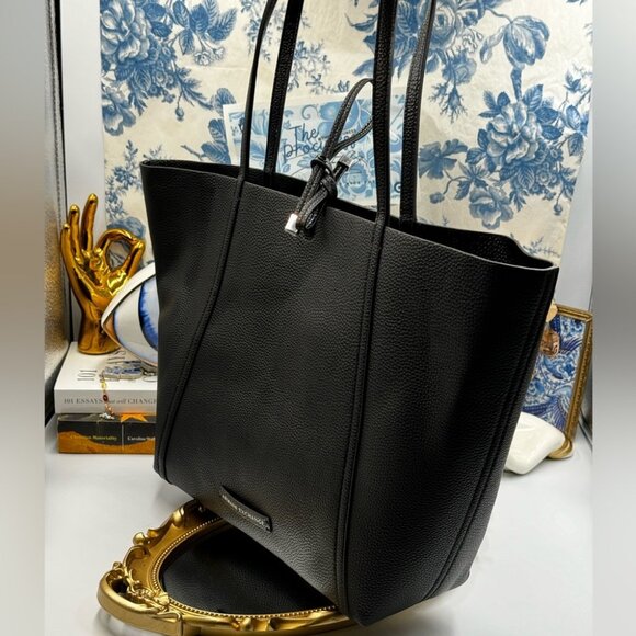 🆕 ARMANI EXCHANGE 🧿 NWOT Large Reversible Tote Bag, Black & Patent Black - Picture 10 of 11